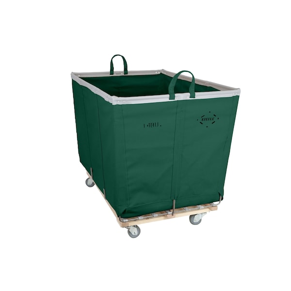 Steele Canvas Basket 14 BU Permanent Truck Green Vinyl w/Grey Vinyl - 4in Casters 9214VGRNVGRYW4 - main